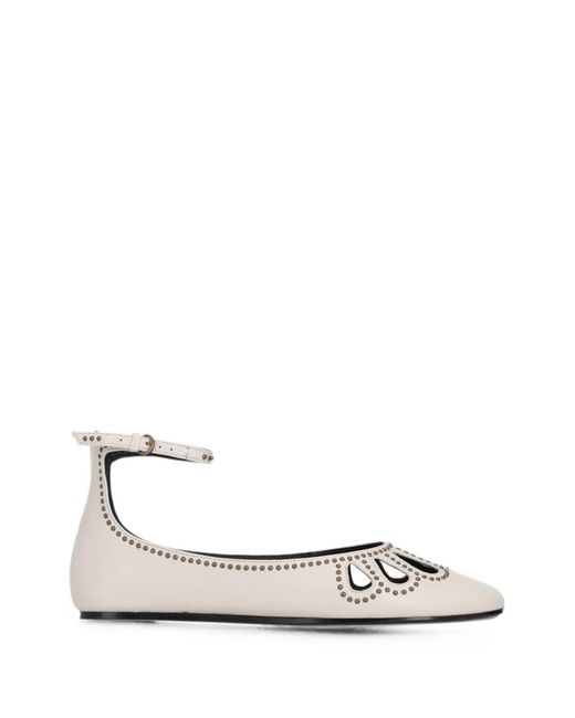 Isabel Marant White Stud-Embellished Cutout Ballet Flats
