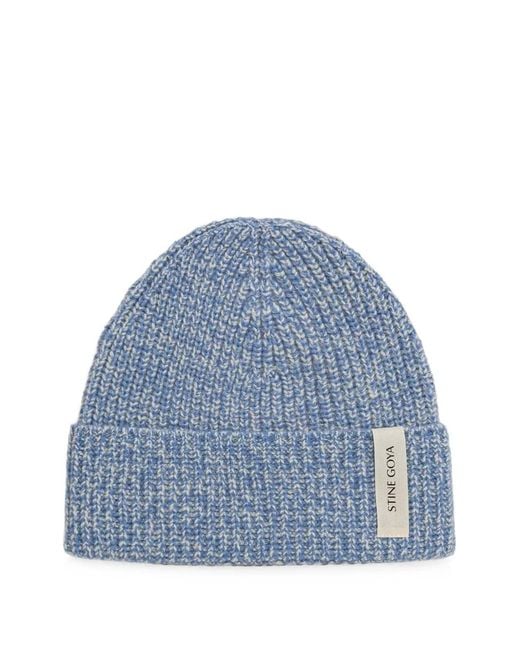 Stine Goya Blue Ribbed-Knit Beanie Hat