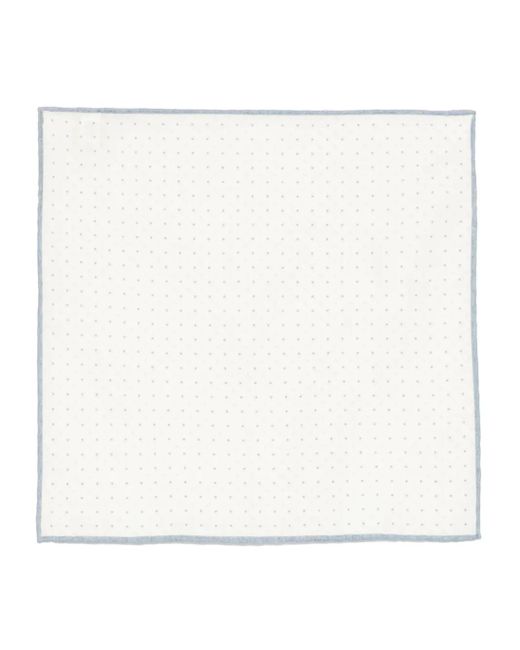 Eleventy White Polka Dot-Print Handkerchief Scarf for men