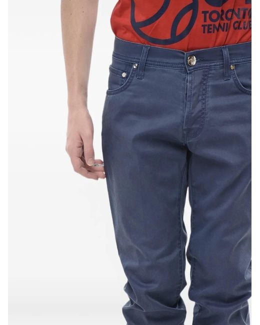 Corneliani Blue Straight-Fit Embroidered-Logo Jeans for men
