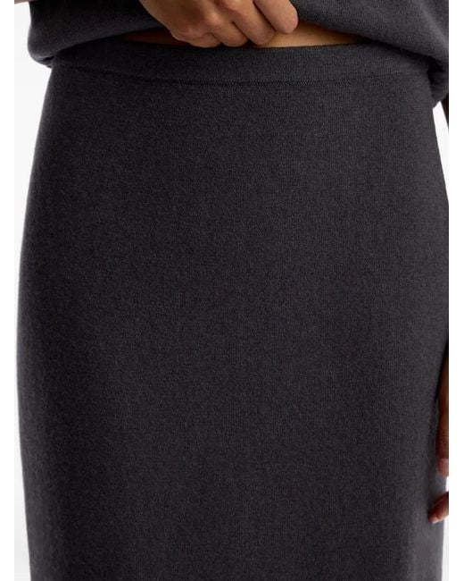 12 STOREEZ Gray Rear-Slit Wool-Cashmere Skirt
