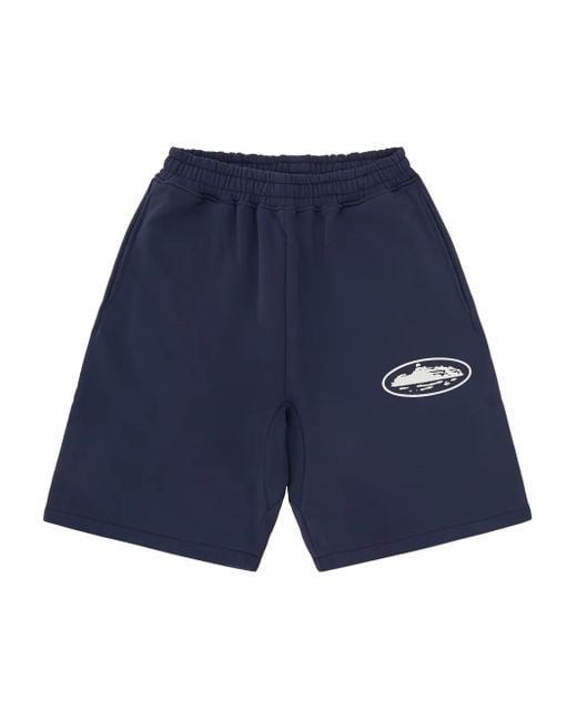 corteiz Island Puff-Print Cotton Shorts in Blue | Lyst Australia