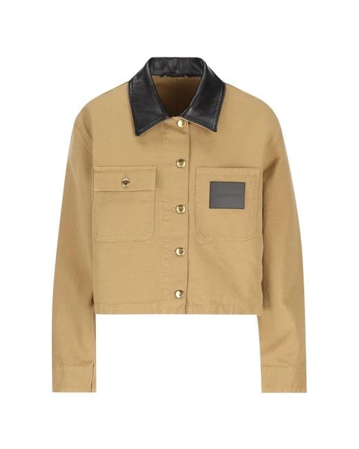 Balenciaga Natural Leather-Collar Cropped Jacket