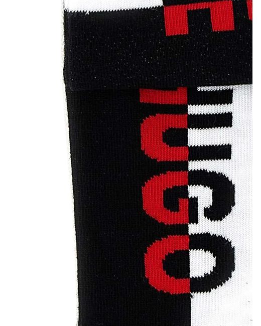 HUGO White Intarsia-Logo Socks (Set Of Two) for men