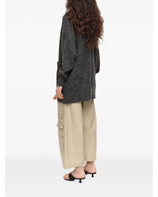 Bimba Y Lola Gray Dark Melange Long Alpaca Cardigan