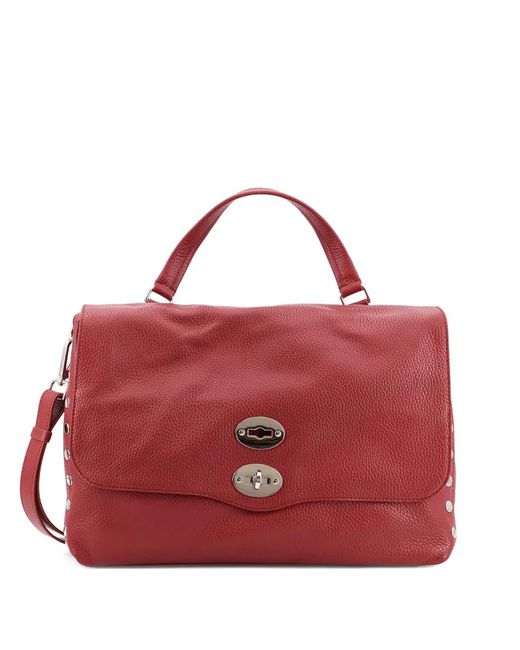 Zanellato Red Postina M Flap Metal Leather Shoulder Bag