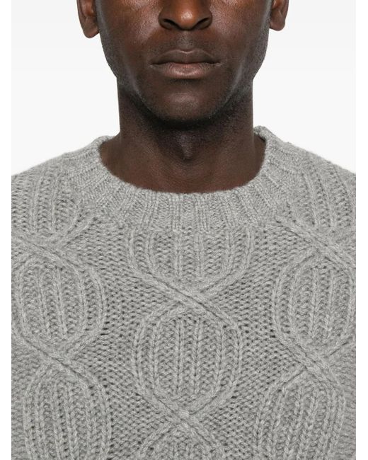 Malo Gray Cable-Knit Crew-Neck Sweater for men