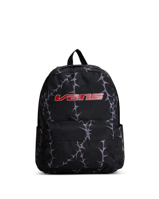 Vans Black Thorn-Print Logo-Patch Backpack