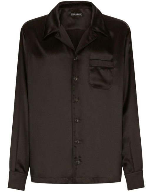 メンズ Dolce & Gabbana キューバンカラー シャツ Black