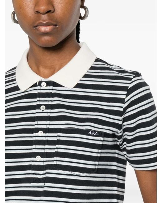 A.P.C. Blue Striped Pocket Polo