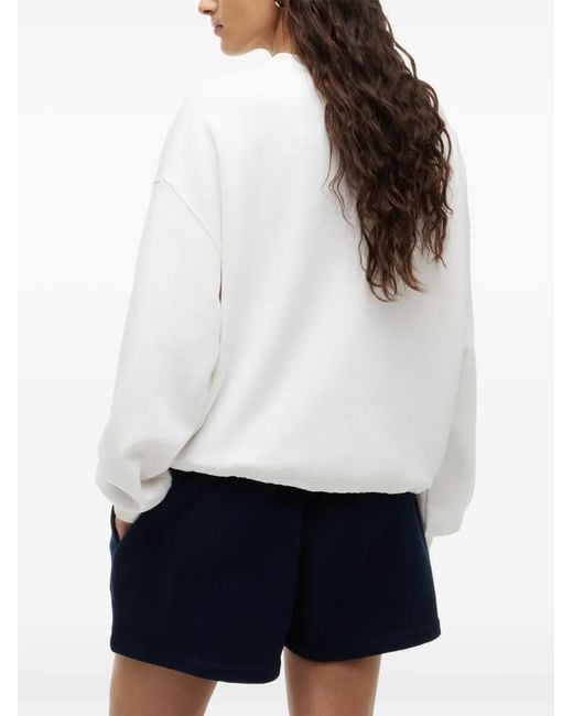 Tommy Hilfiger White Crest Logo-Print Drawstring-Hem Sweater