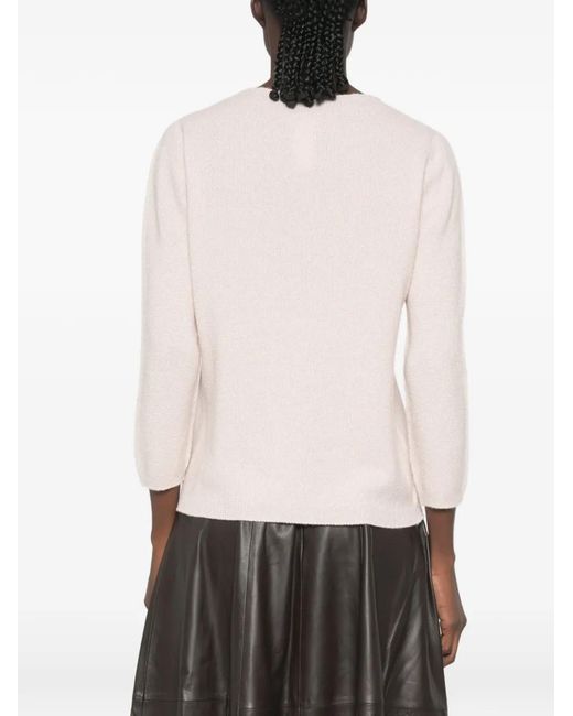 Fabiana Filippi Natural Fine-Knit Three-Quarter Sleeve Sweater