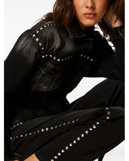 Twinset Black Barrel Jeans With Studs