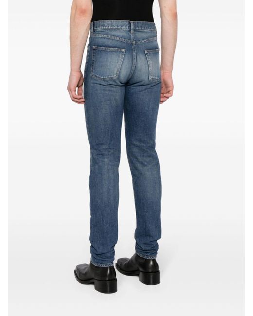 Jeans skinny a vita media di Saint Laurent in Blue da Uomo