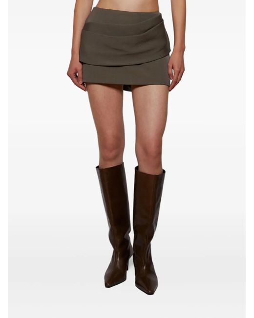 Alex Perry Gray Asymmetric-Drape Mini Skirt