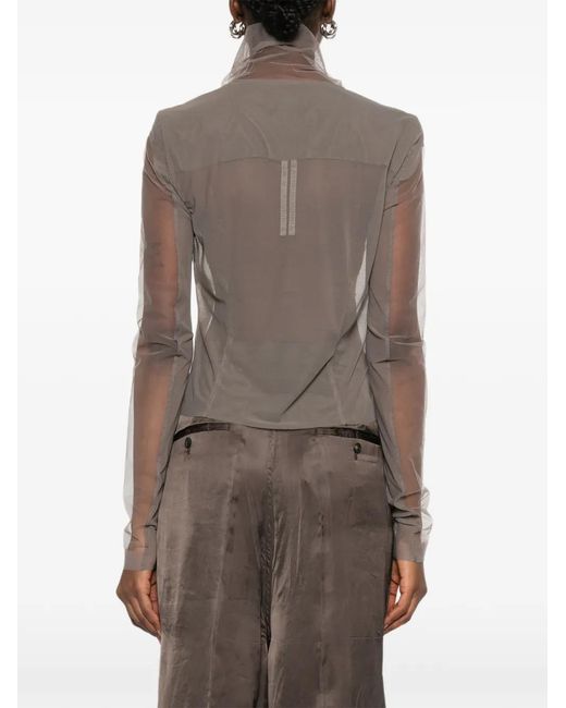 Rick Owens Gray Tulle Zip-Up Blouse