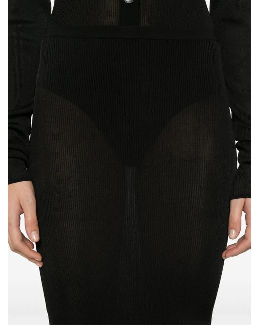 Nensi Dojaka Geribbelde Maxi-Rok in het Black