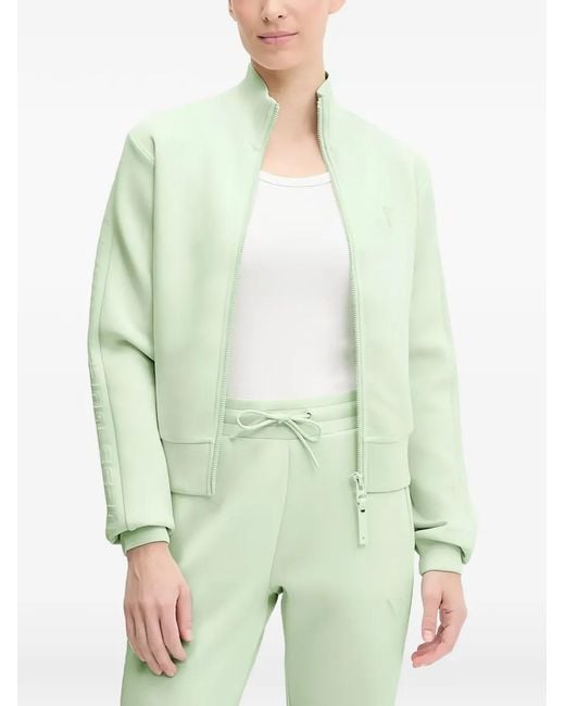 Guess Green Zip-Up Mock-Neck Sweatshirt