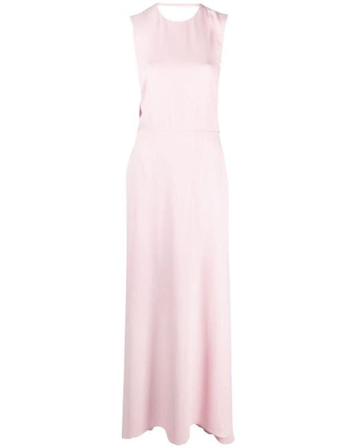 Valentino Garavani Bow-embellished Silk Gown in het Pink
