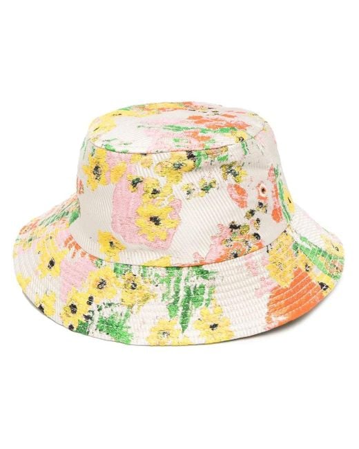 Stine Goya Metallic Merina Floral-Print Bucket Hat