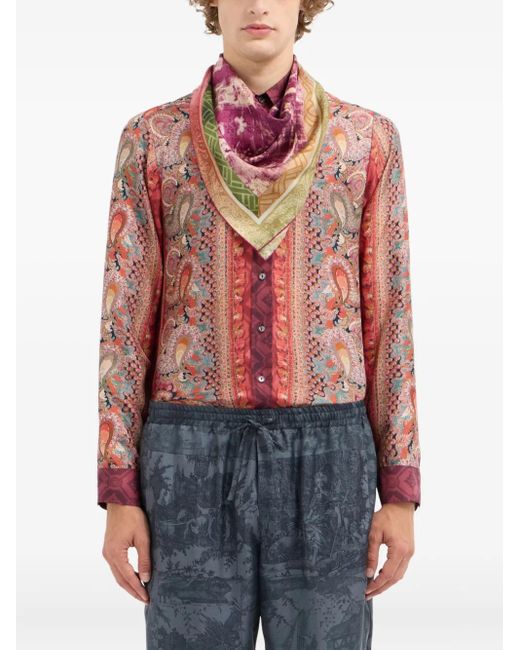 Pierre Louis Mascia Red Schal aus Seide mit abstraktem Print
