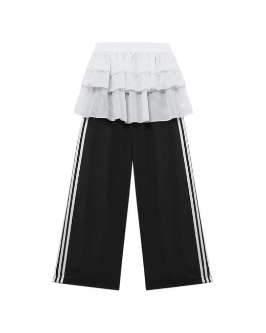 Adidas White Ruffled 3-Stripes Trousers