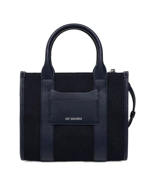 Kat Maconie Blue Small Bianca Logo-Print Tote Bag