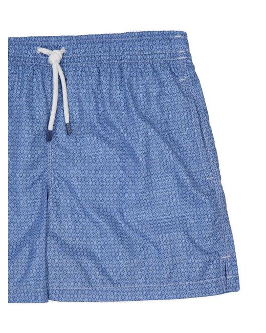 Fedeli Blue Madeira Patterned Swim Shorts for men