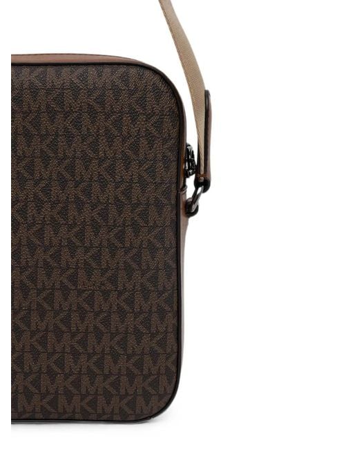 Michael Kors Black Mini Hudson Logo-Monogram Zip-Pocket Shoulder Bag for men