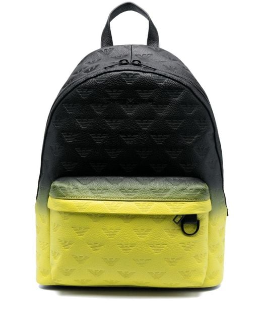 Emporio Armani Yellow Debossed-logo Leather Backpack for men