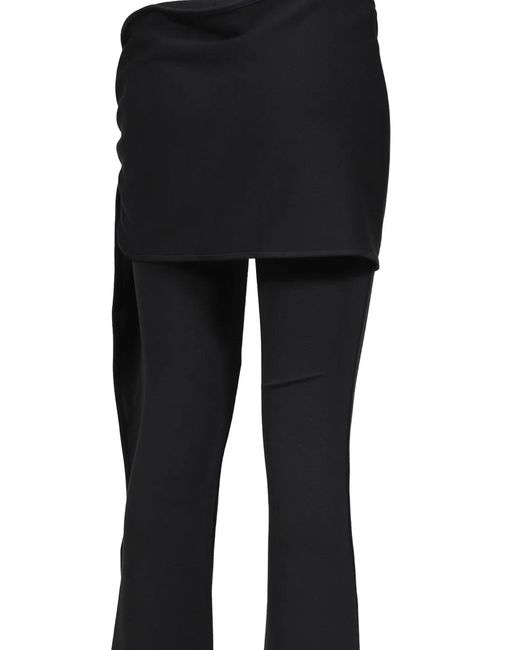 BOHEMSEO Black Strap-Tied Flared Trousers
