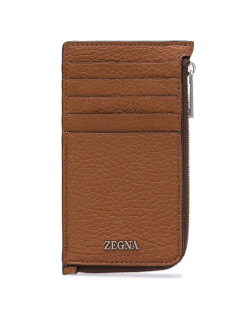 Portefeuille en cuir à plaque logo Zegna pour homme en coloris Brown