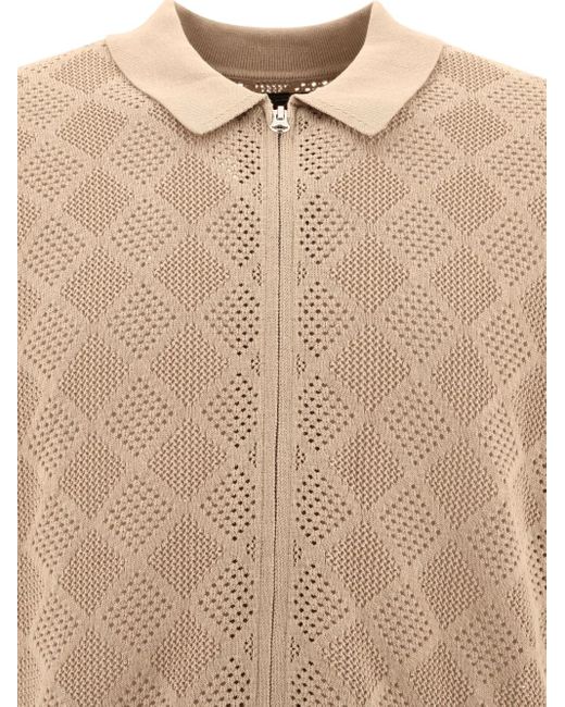 Beams Plus Gebreid Poloshirt Met Rits En Mesh in het Natural voor heren