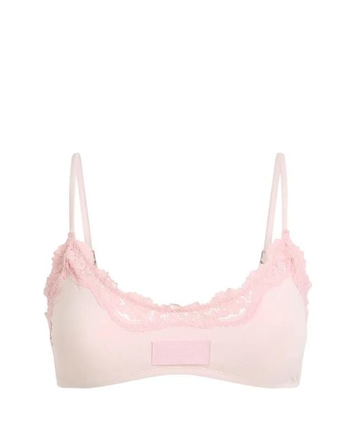 Moschino Pink Microfiber And Lace Bra