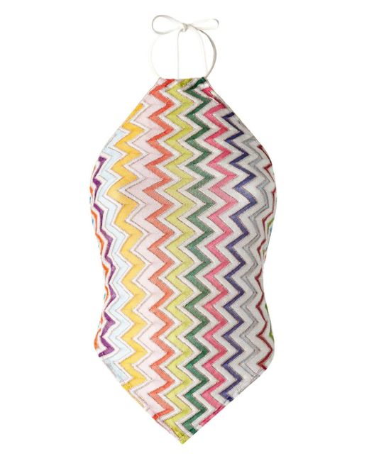 Missoni Top Met Halternek En Zigzag-Patroon in het White