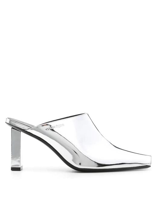 Courreges White Sleek 70Mm Mirrored Mules