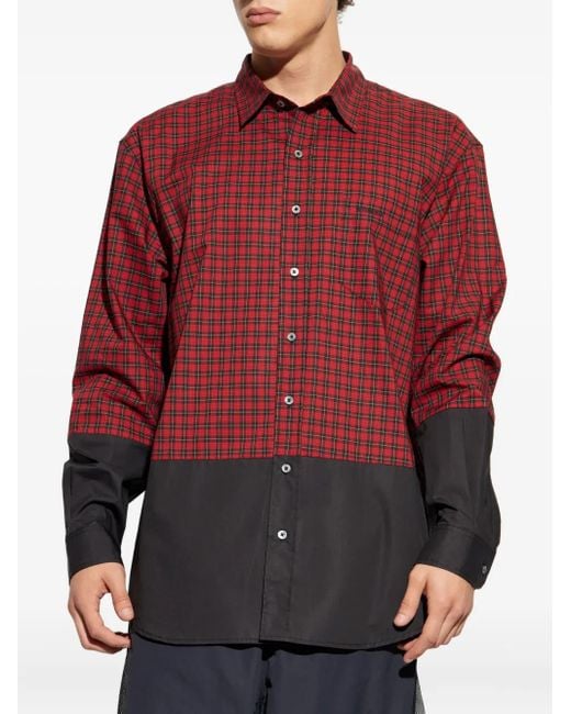 Vetements Checked Two-tone Shirt Red