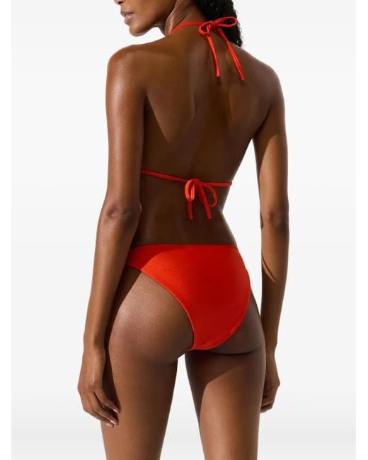 Karl Lagerfeld Red Logo-Plaque Bikini Top