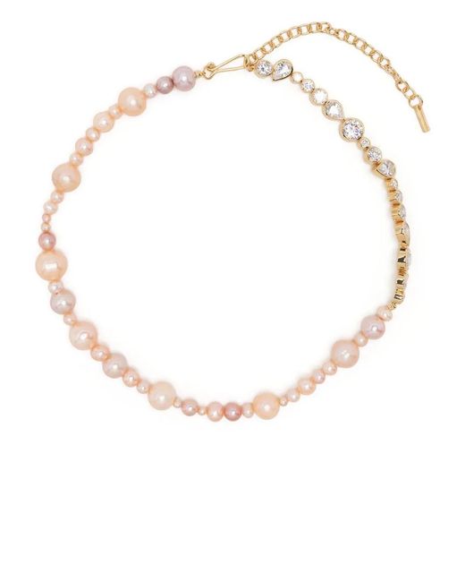 Completedworks White Pearl And Zirconia Chain Necklace