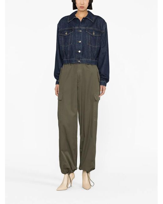MSGM Blue Spread-Collar Denim Jacket