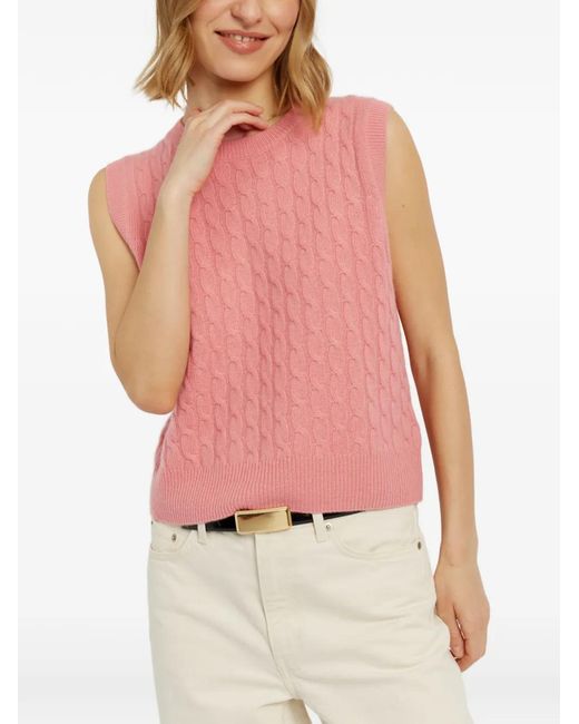 Chinti & Parker Pink Cable-Knit Cashmere Tank Top