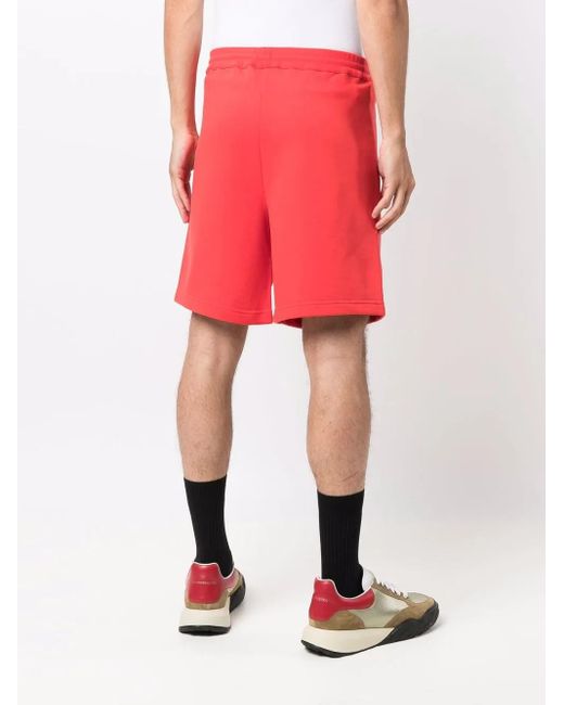 Helmut Lang Red Logo-Detail Track Shorts for men