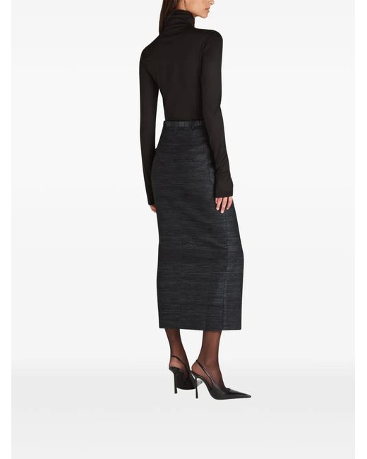 Violante Nessi Black Corot Belted Silk-Tweed Midi Skirt