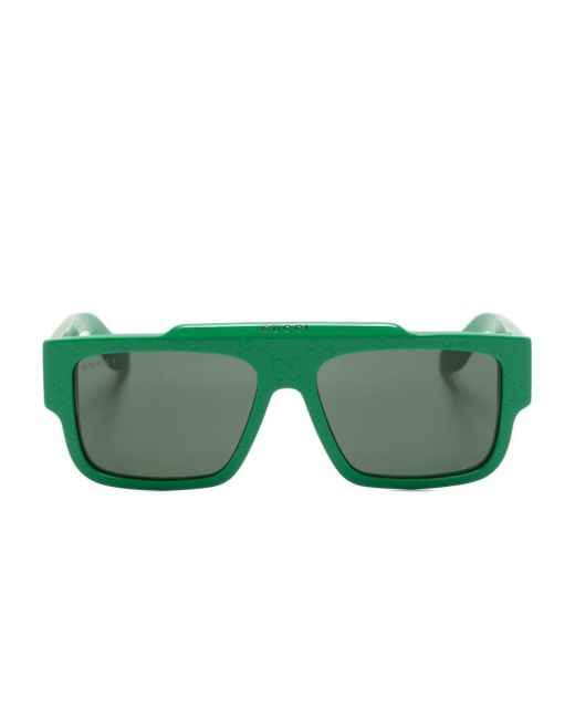 Gucci Green GG Sonnenbrille mit eckigem Gestell