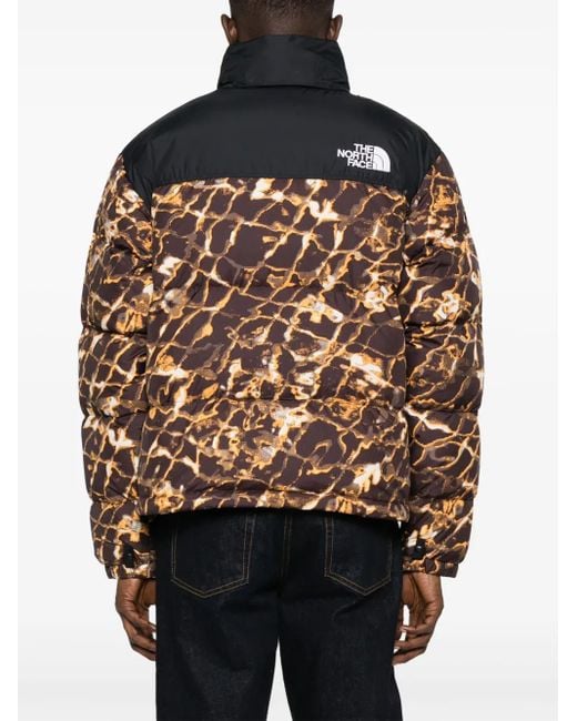 The North Face Black Abstract-Pattern Print Padded-Design Jacket for men