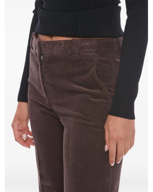 Ql2 Brown Corduroy Flared Trousers