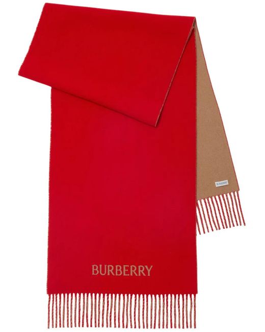 Burberry Red Reversible Knight Cashmere Scarf