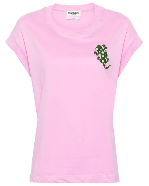 Essentiel Antwerp Fountain T-shirt Met Borduurwerk in het Pink