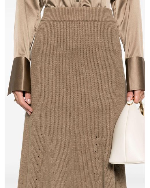 Joseph Brown Perforated-detailing Ribbed-knit Skirt