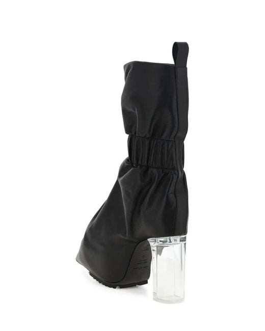 Rick Owens Black Pull On Cuffed Taquito Ankle Boots